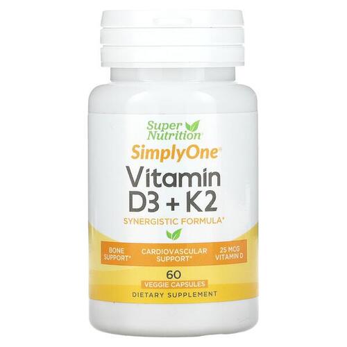 Super Nutrition, 비타민D3 + K2, 베지 캡슐 60정