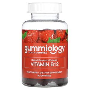 Gummiology, 성인용 비타민B12 구미젤리, 라즈베리 맛, 베지 구미젤리 90개