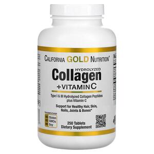 California Gold Nutrition, 가수분해 콜라겐 펩타이드 + 비타민C, I &amp;amp; III형, 250정